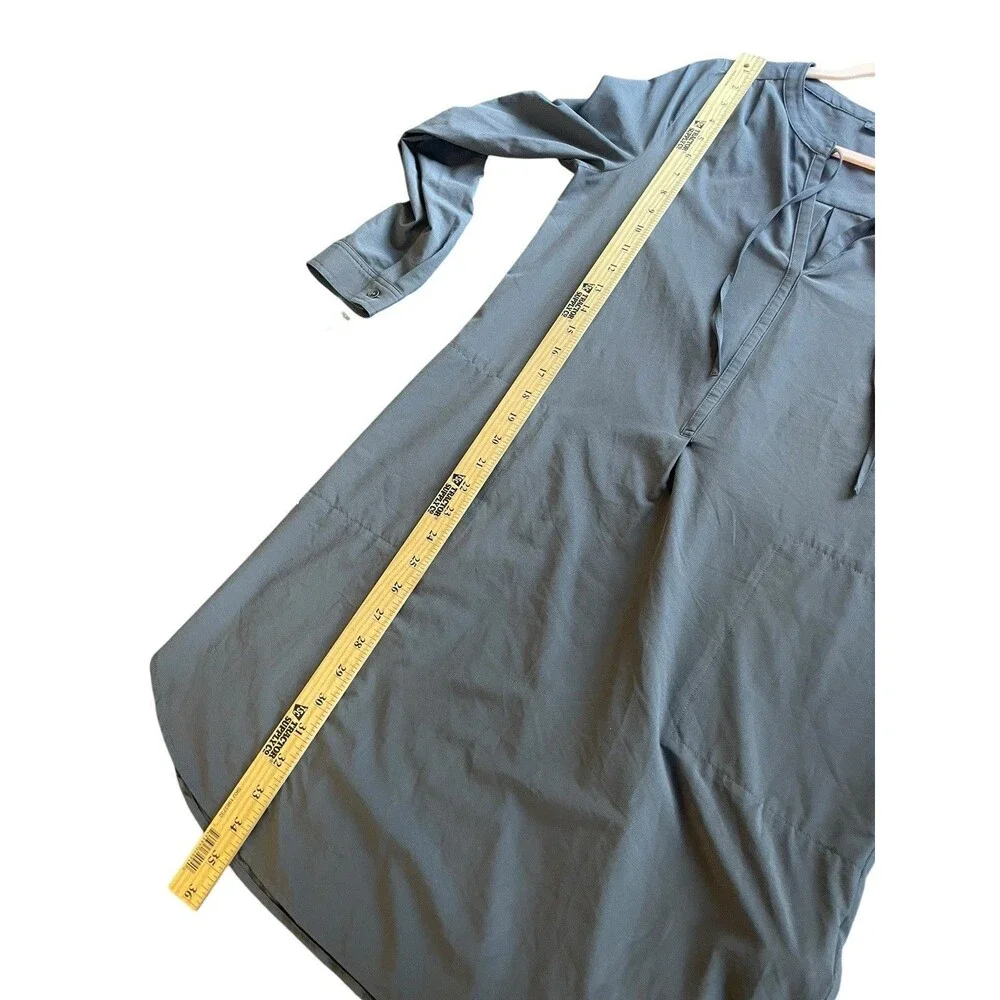 Prana Natassa Dress Women's Sz S Gray Charcoal Roll Tab Sleeve Shift